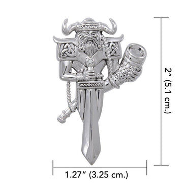 Viking God Heimdal Silver Pendant with Gemstone TPD4391 - Jewelry